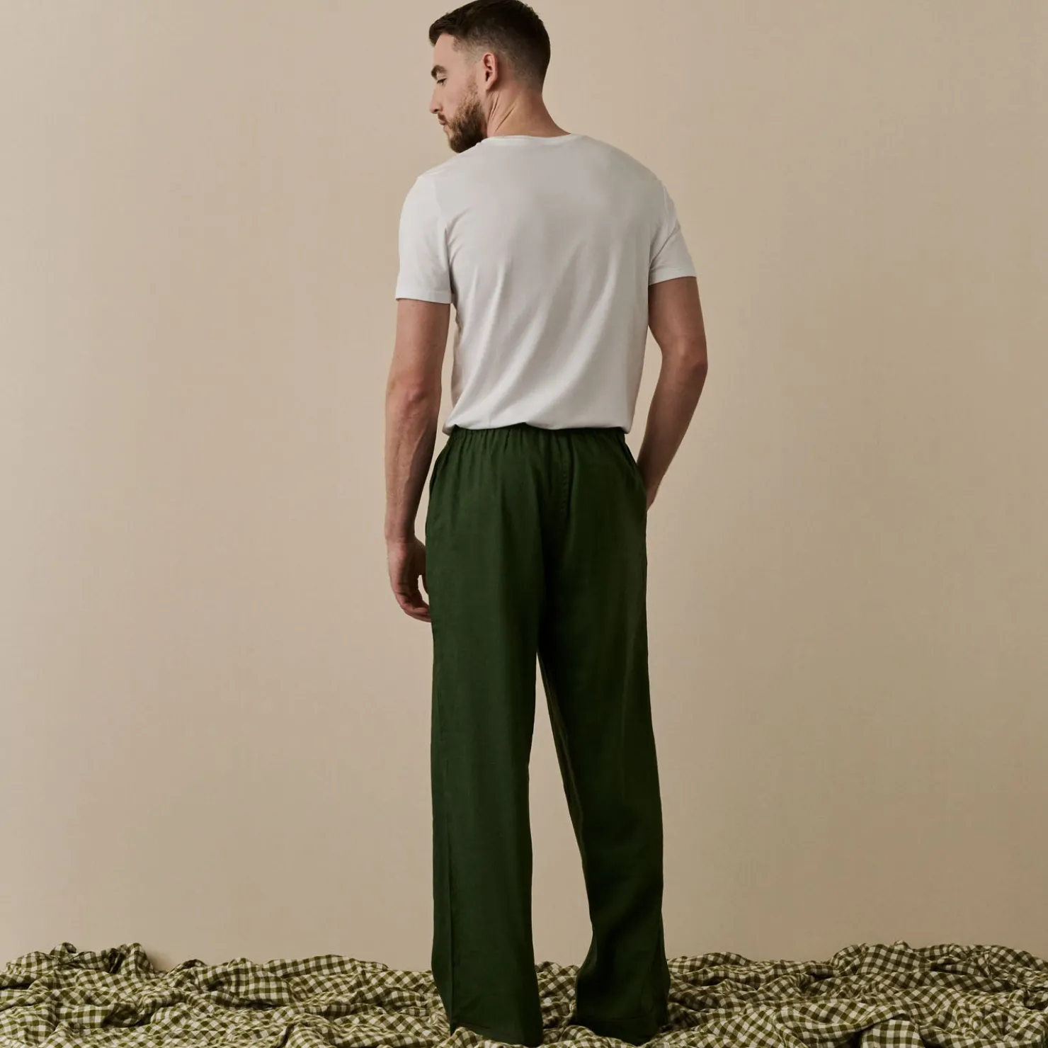 Linen Pajamas>Piglet in Bed Men's Linen Pajama Pants Fern Green