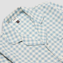 Linen Pajama Sets|Linen Pajamas>Piglet in Bed Men's Linen Pajama Pants Set Warm Blue Gingham