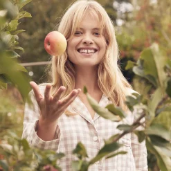 Linen Pajamas|Gingham Pajamas>Piglet in Bed Pajama Shirt Mushroom Gingham