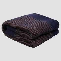 Blankets & Throws|Blankets & Throws>Piglet in Bed Knitted Throw Navy Striped
