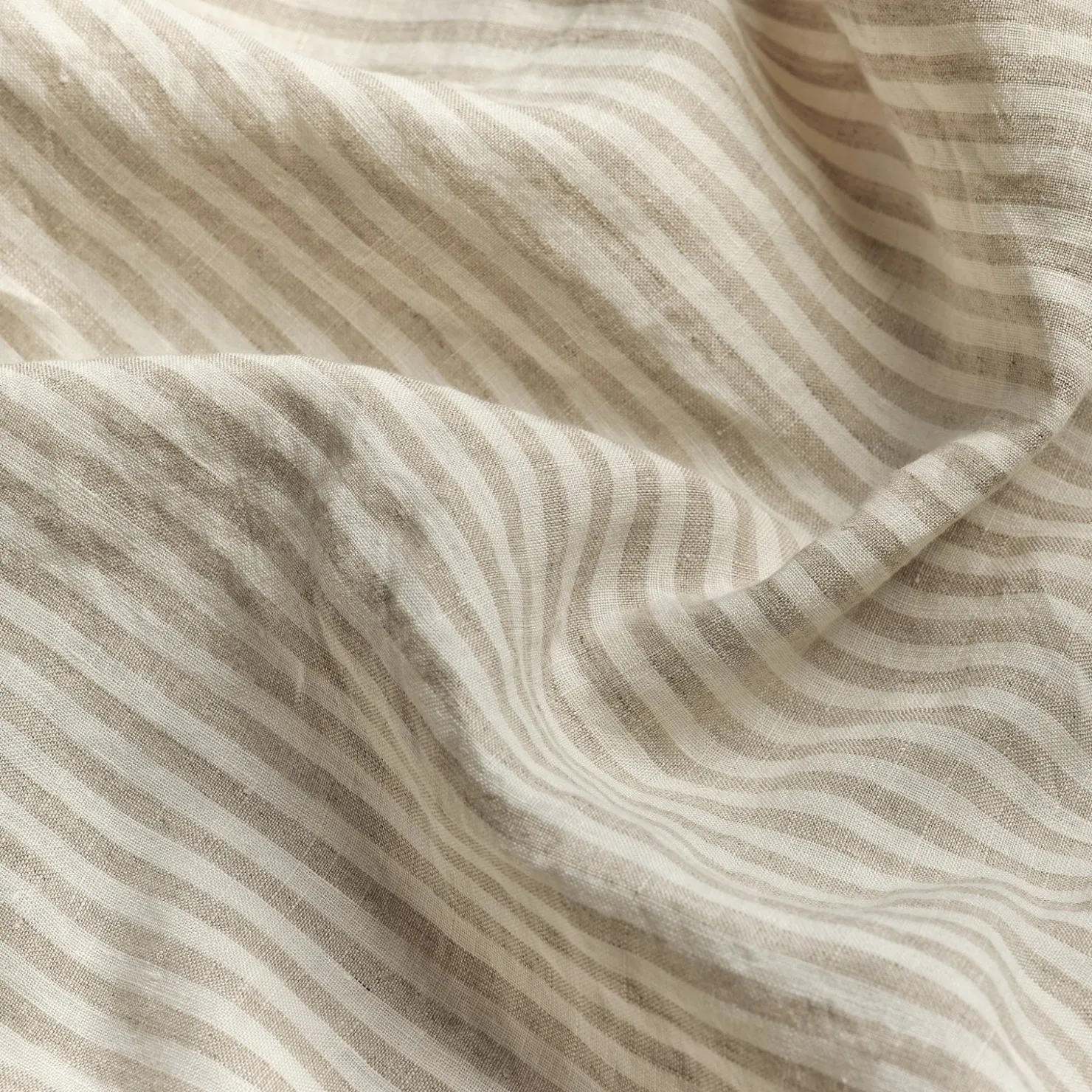 Striped Bedding|Linen Bedding>Piglet in Bed Linen Blend Duvet Cover Oatmeal Stripe