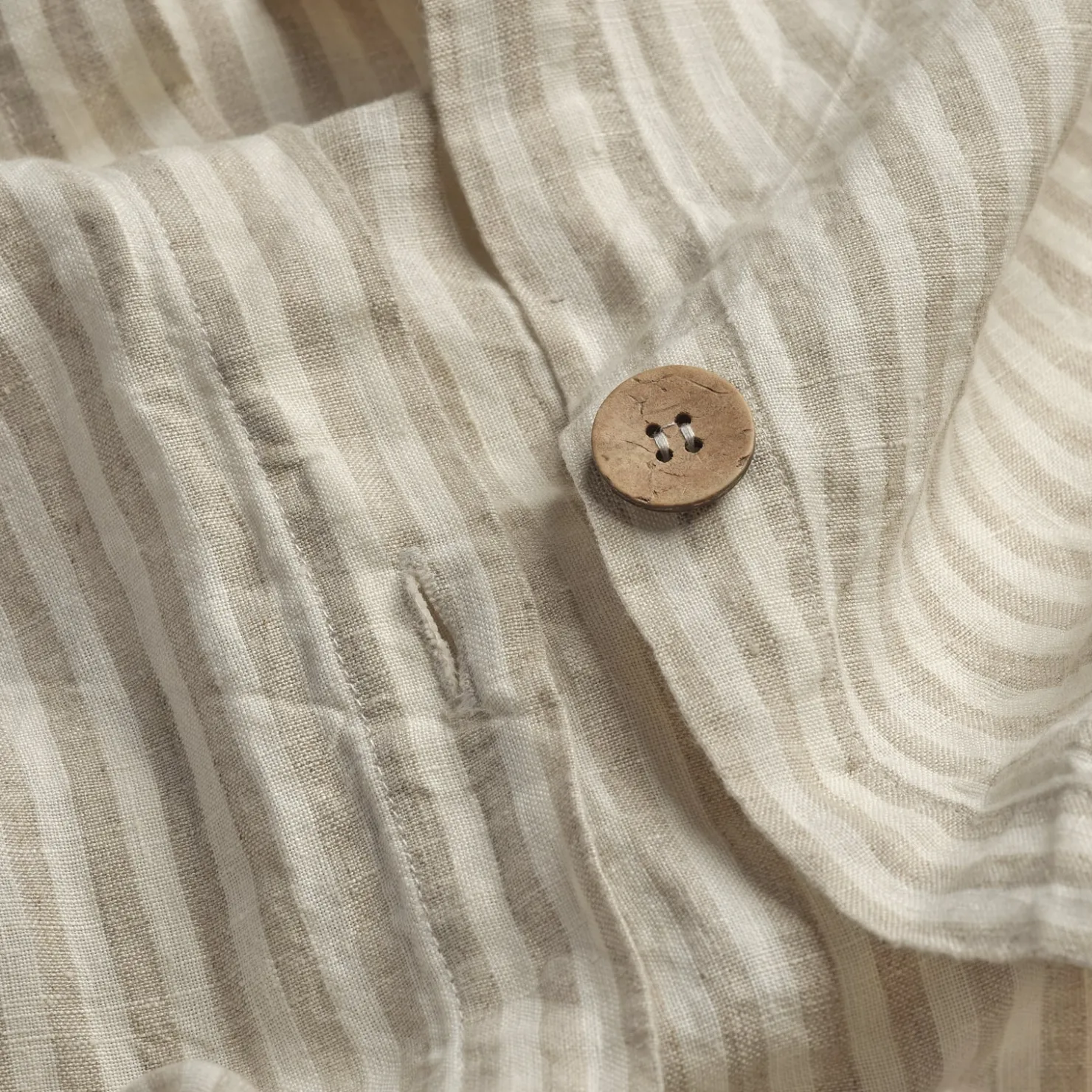 Striped Bedding|Linen Bedding>Piglet in Bed Linen Blend Duvet Cover Oatmeal Stripe