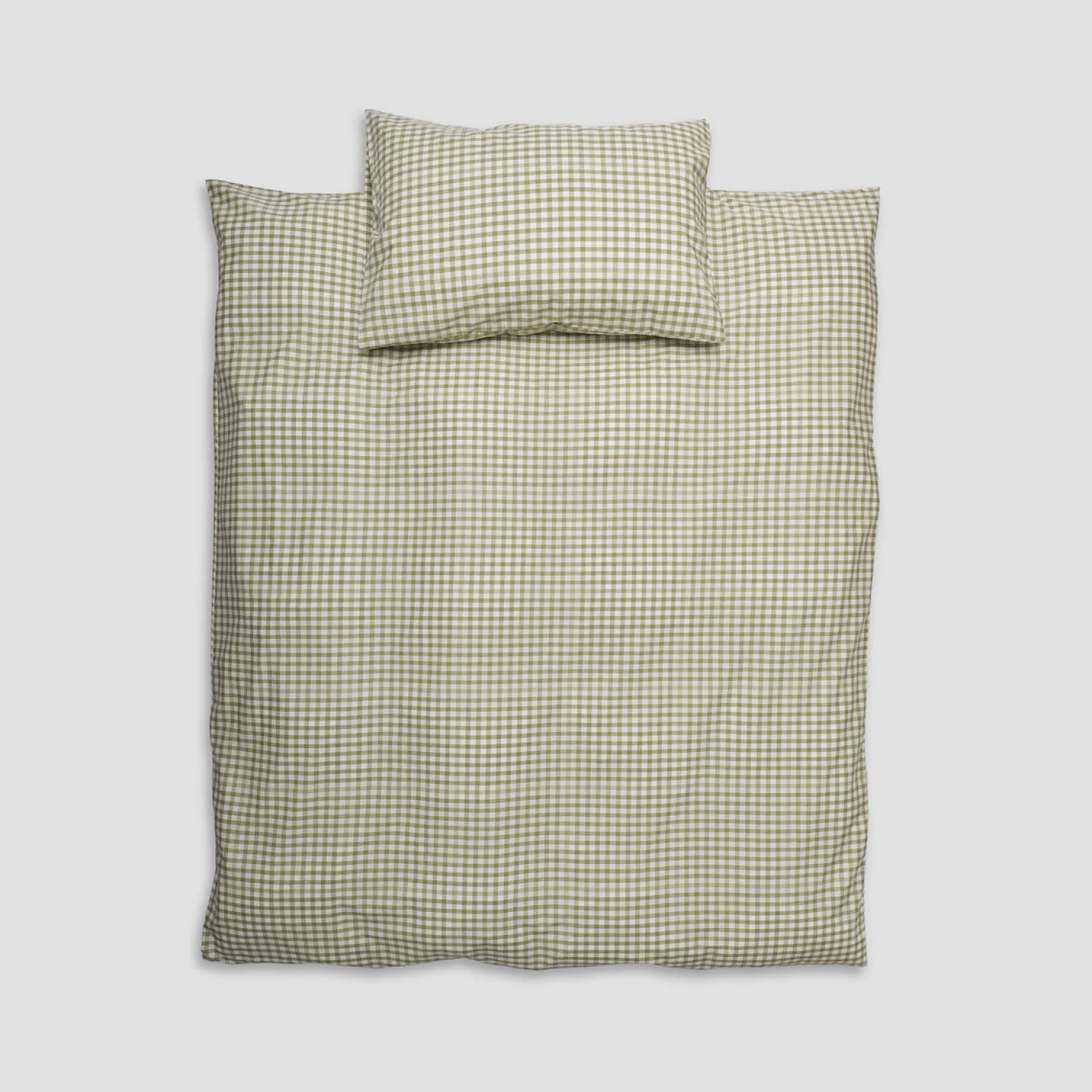 Gingham Bedding|Kids Bedding>Piglet in Bed Pear Kids Gingham Cotton Bedding Set Pear Small Gingham