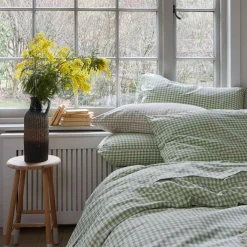 Gingham Bedding|Pillowcases>Piglet in Bed Cotton Pillowcase (Pair) Pear Small Gingham