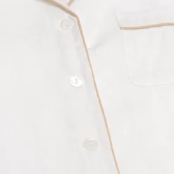 Night Dresses|Linen Pajamas>Piglet in Bed Linen Night Shirt Pearl