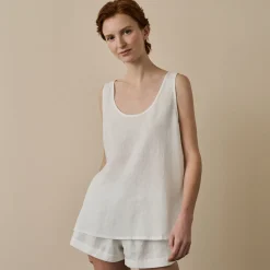 Linen Pajamas>Piglet in Bed Linen Tencel Cami Set Pearl