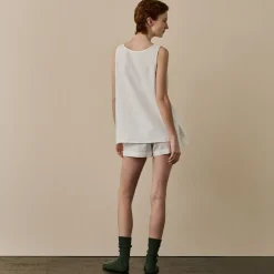 Linen Pajamas>Piglet in Bed Linen Tencel Cami Set Pearl