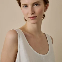 Linen Pajamas>Piglet in Bed Linen Tencel Cami Top Pearl