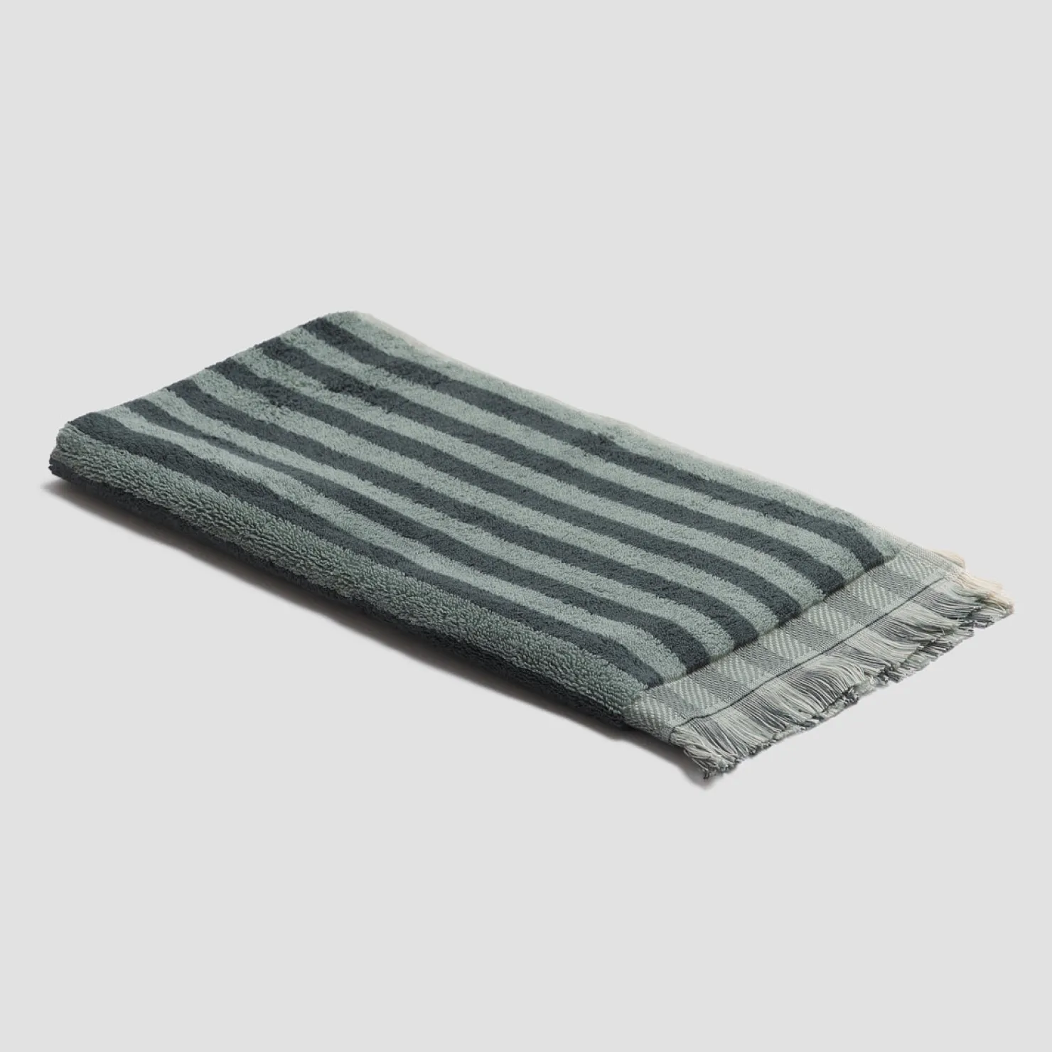 Striped Towels|Towels>Piglet in Bed Washcloth Pine Green Pembroke Stripe
