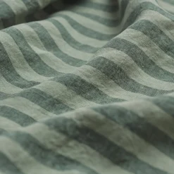 Striped Bedding|Linen Bedding>Piglet in Bed Pine Green Stripe 100% Linen Flat Sheet Pine Green Pembroke Stripe