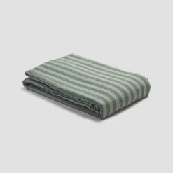 Striped Bedding|Linen Bedding>Piglet in Bed Pine Green Stripe 100% Linen Duvet Cover Pine Green Pembroke Stripe