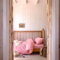 Kids Bedding|Bedding>Piglet in Bed Kids Linen Blend Bedding Set Pink Bloom