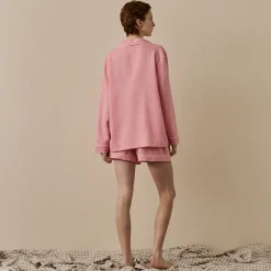 Linen Pajamas>Piglet in Bed Linen Pajama Shorts Pink Bloom
