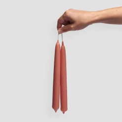 Dining Candles>Piglet in Bed 2pk Beeswax Dining Candle Madder Root