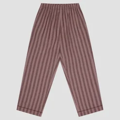 Linen Pajamas>Piglet in Bed d Linen Pajama pants Port & Woodrose Stripe