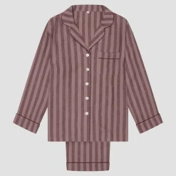 Linen Pajamas|Pajama Sets>Piglet in Bed d Linen Pajama Set Port & Woodrose Stripe