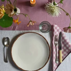 Table Linens>Piglet in Bed Linen Table Runner Raspberry