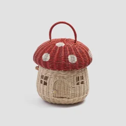 Toys>Piglet in Bed Red Mushroom Basket