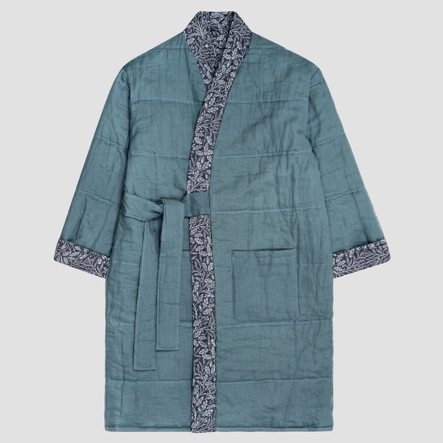 Linen Pajamas|Robes>Piglet in Bed River Wandle Pure Acorn Linen Housecoat Pure Acorn River Wandle