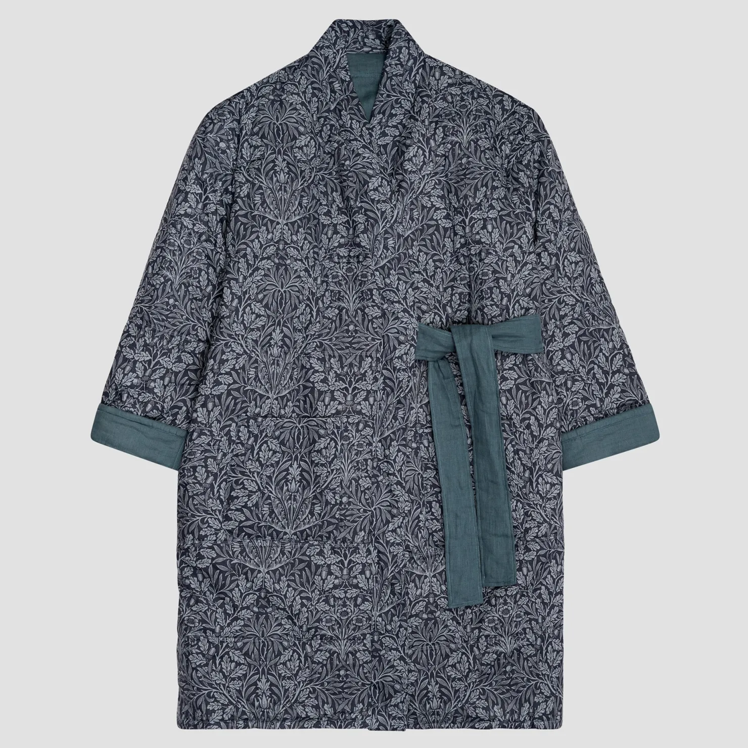 Linen Pajamas|Robes>Piglet in Bed River Wandle Pure Acorn Linen Housecoat Pure Acorn River Wandle