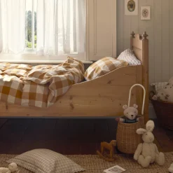 Linen Bedding|Kids Bedding>Piglet in Bed Russet Yellow/Oatmeal Kids Emsworth Linen Blend Bedding Set Russet Yellow Emsworth Plaid