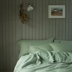 Linen Bedding|Pillowcases>Piglet in Bed 100% Linen Pillowcases (Pair) Sage Green