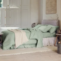 Linen Bedding|Duvet Covers>Piglet in Bed Linen Blend Duvet Cover Sage Green