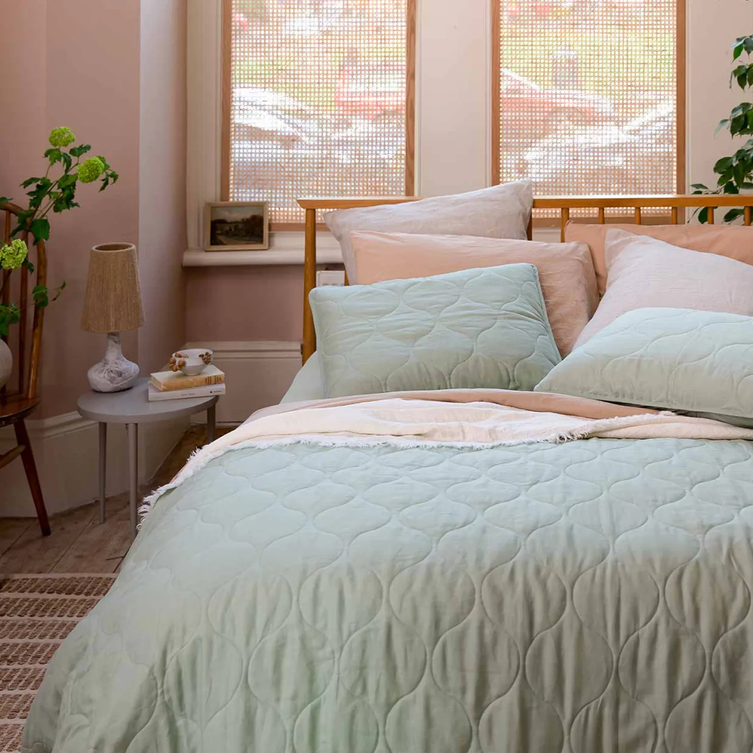Linen Bedding>Piglet in Bed Sage Green Linen Sham (Pair)