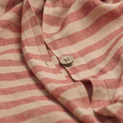 Striped Bedding|Linen Bedding>Piglet in Bed Sandstone Red Stripe 100% Linen Duvet Cover Sandstone Red Pembroke Stripe