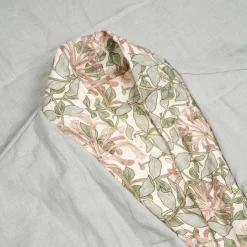 Linen Pajamas|Robes>Piglet in Bed Soft Sage Honeysuckle Linen Housecoat Honeysuckle Soft Sage