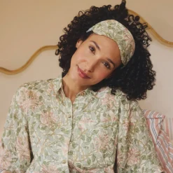 Linen Pajamas>Piglet in Bed Soft Sage Honeysuckle Linen Sleep Mask Honeysuckle Soft Sage