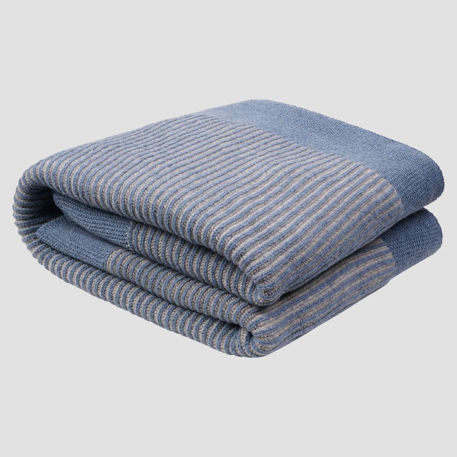 Blankets & Throws|Blankets & Throws>Piglet in Bed Knitted Throw Stone Blue Striped