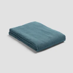 Flat Sheets>Piglet in Bed Linen Blend Flat Sheet Teal Chambray