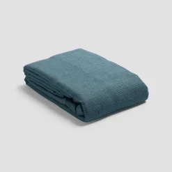 Linen Bedding|Duvet Covers>Piglet in Bed Linen Blend Duvet Cover Teal Waffle Chambray