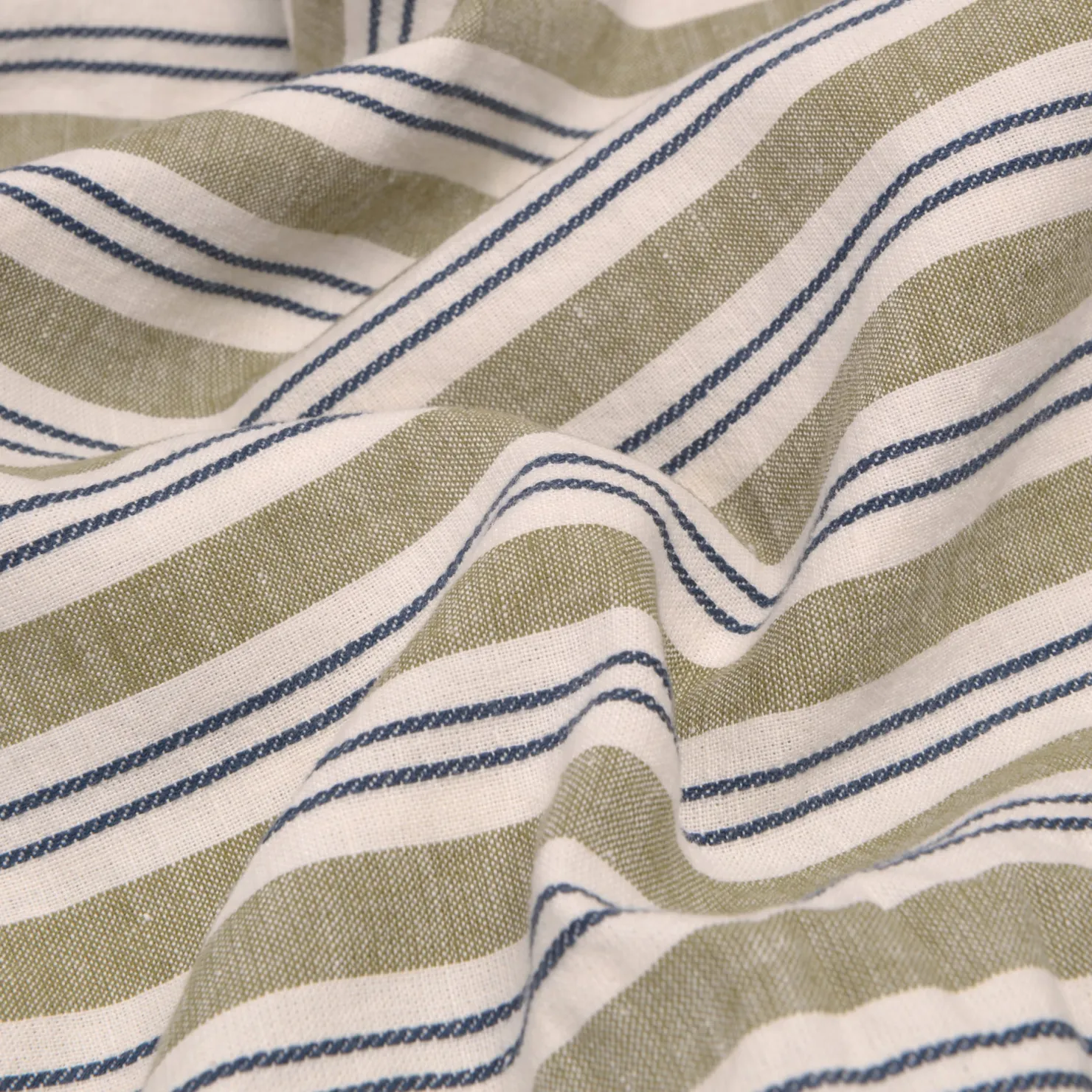Linen Bedding|Fitted Sheets>Piglet in Bed Linen Blend Fitted Sheet Thyme Somerley Stripe