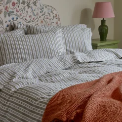 Striped Bedding|Linen Bedding>Piglet in Bed Linen Blend Pillowcases (Pair) Thyme Somerley Stripe