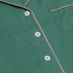 Night Dresses|Linen Pajamas>Piglet in Bed Linen Night Shirt Tranquil Green