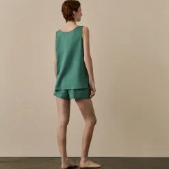 Linen Pajamas>Piglet in Bed Linen Tencel Cami Set Tranquil Green