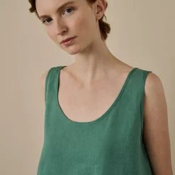Linen Pajamas>Piglet in Bed Linen Tencel Cami Top Tranquil Green
