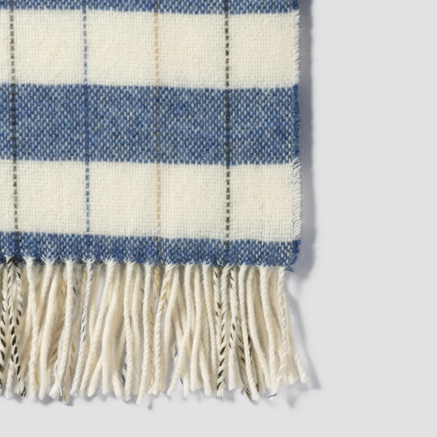 Linen Bedding|Kids Bedding>Piglet in Bed Stripe Wool Blanket Warm Blue Checked