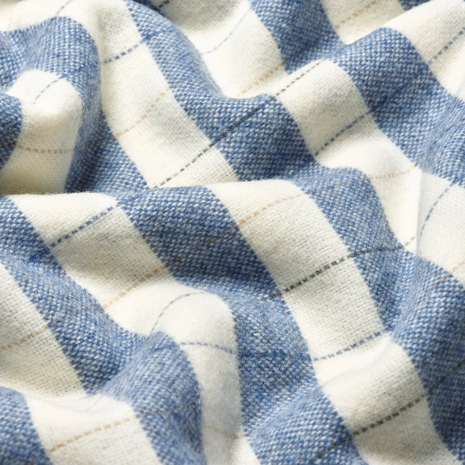 Linen Bedding|Kids Bedding>Piglet in Bed Stripe Wool Blanket Warm Blue Checked