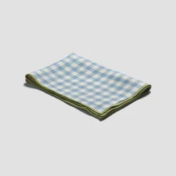 Table Linens>Piglet in Bed 100% Linen Placemat Set of 4 Warm Blue Gingham