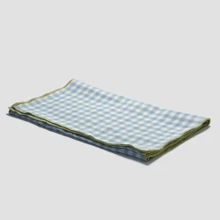 Table Linens>Piglet in Bed Linen Table Runner Warm Blue Gingham