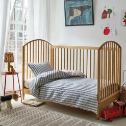 Striped Bedding|Kids Bedding>Piglet in Bed Warm Blue Seersucker Kids Stripe Cotton Bedding Set Warm Blue Stripe