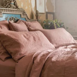 Linen Bedding|Flat Sheets>Piglet in Bed 100% Linen Flat Sheet Warm Clay