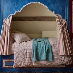 Striped Bedding|Linen Bedding>Piglet in Bed Linen Blend Flat Sheet Warm Clay Somerley Stripe