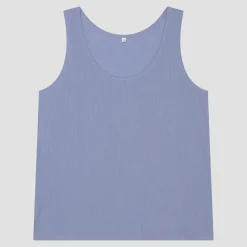 Linen Pajamas>Piglet in Bed Linen Tencel Cami Top Wave Blue