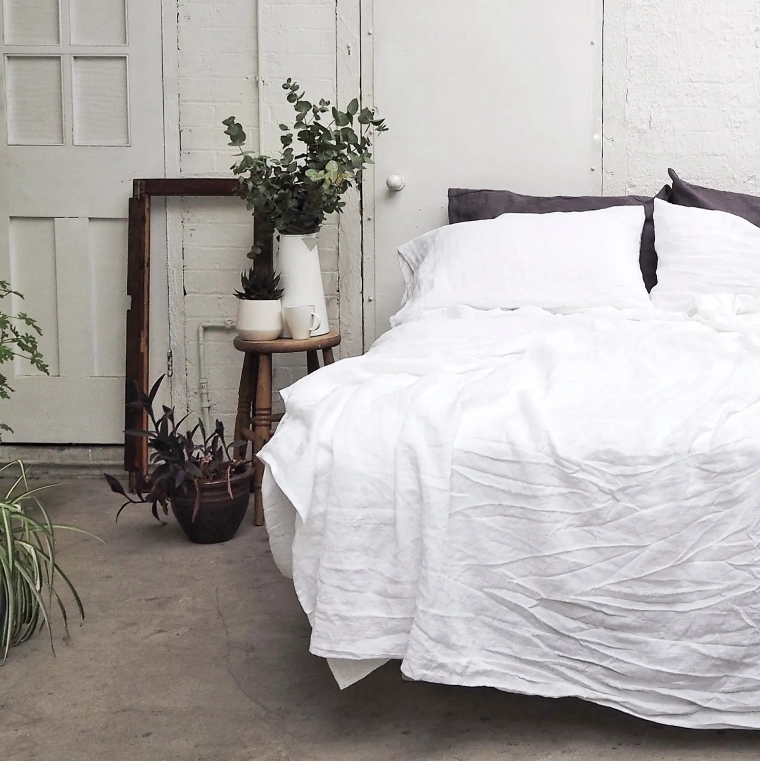 Linen Bedding|Flat Sheets>Piglet in Bed 100% Linen Flat Sheet White
