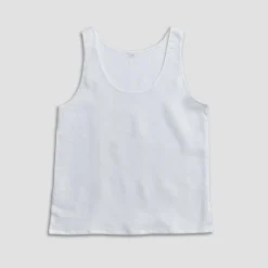 Linen Pajamas>Piglet in Bed Linen Cami Top White