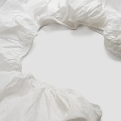 Fitted Sheets>Piglet in Bed White Washed Cotton Percale Fitted Sheet White Percale